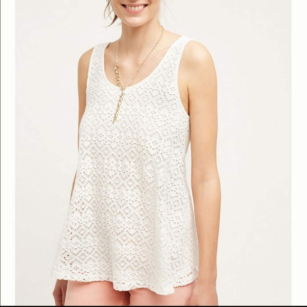 Deletta white eyelet lace swing germaine top size‎ extra small